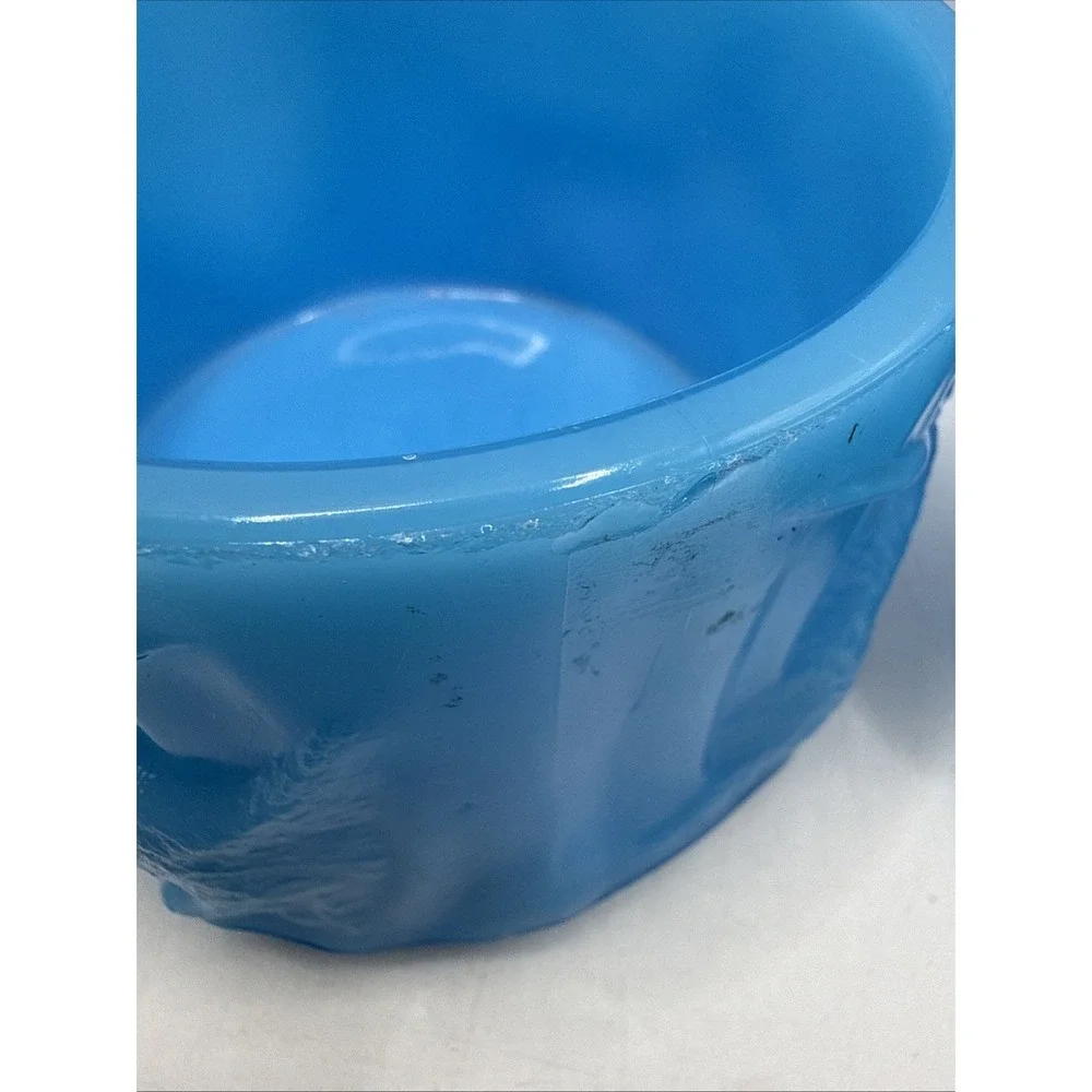 Vtg Akro Agate SCOTTISH TERRIER Trinket Box Luscious Blue Slag Glass EUC